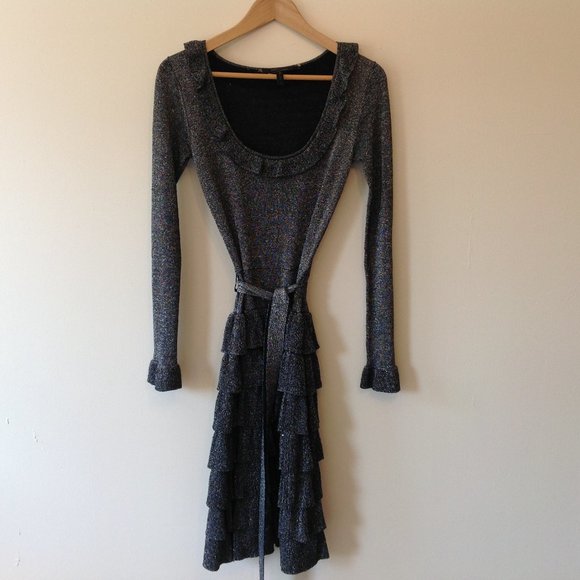 BCBG MAXAZRIA Cassie Dress Silver Black Metallic Midi Dress, NWOT, XS - Picture 7 of 11